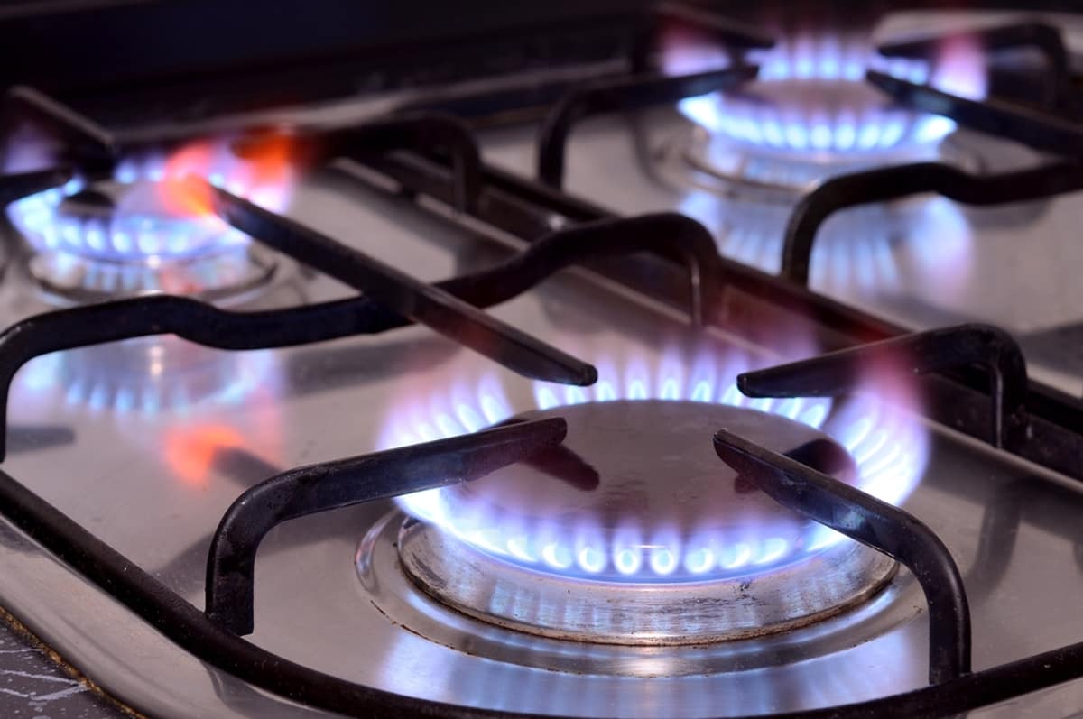 Blue gas flames on a burner